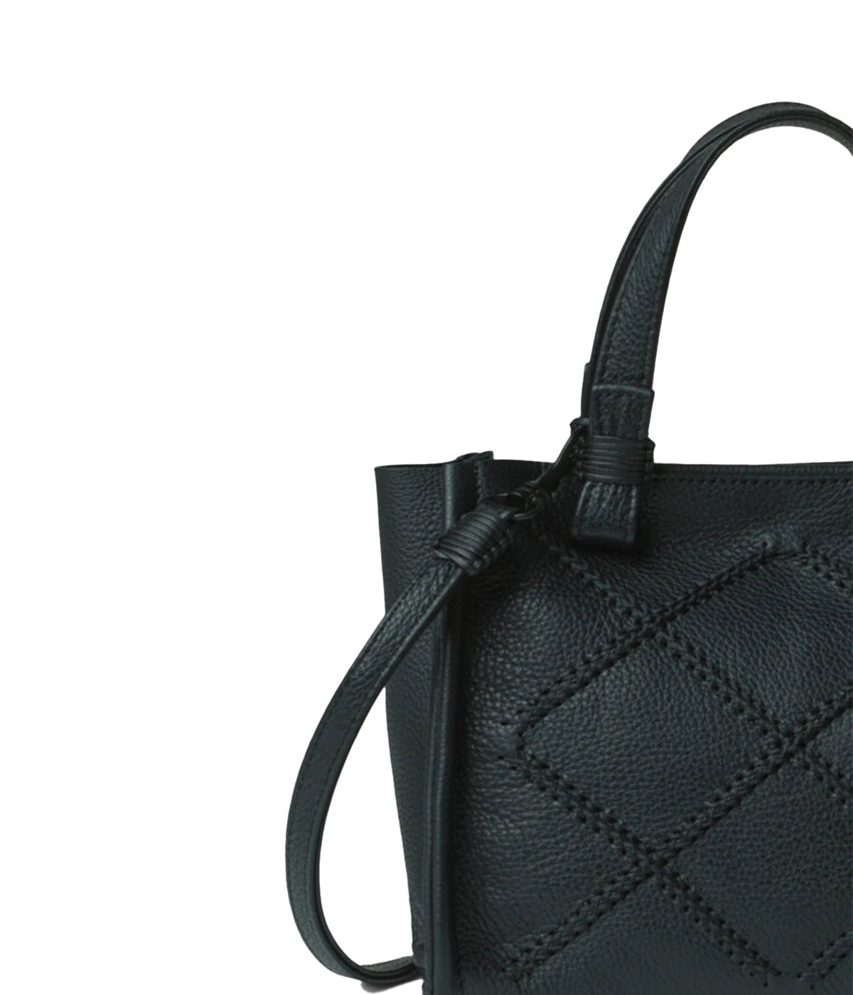 Mini Cross Tote Bag in Black Grained Leather
