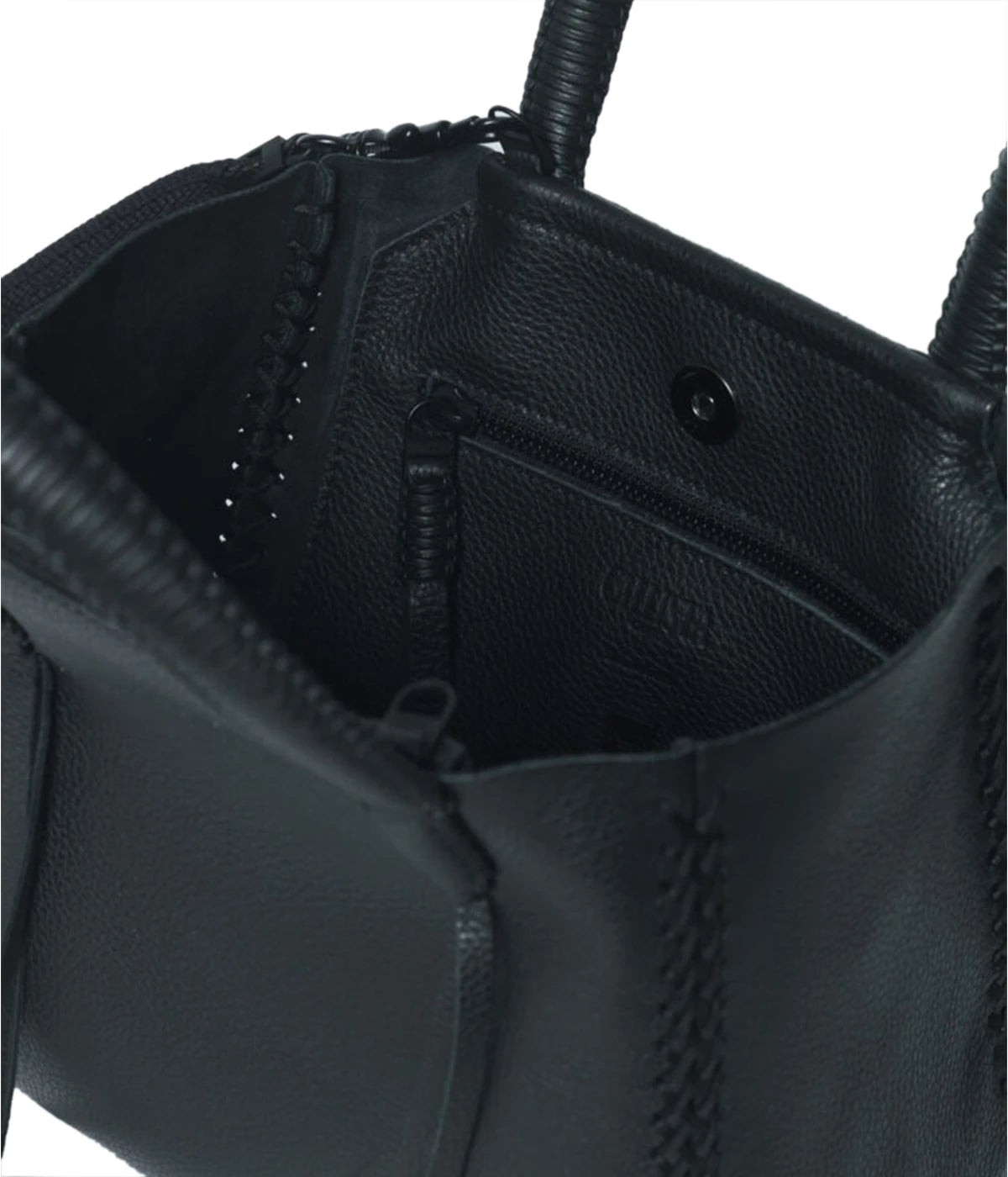Mini Tote Grain Leather Bag in Black