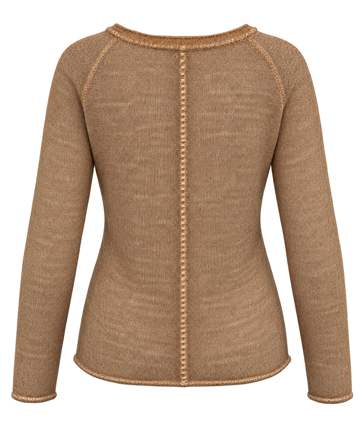 Back product view of Avant Toi Maglia Pullover in Sughero showing the contrast centre-back seam