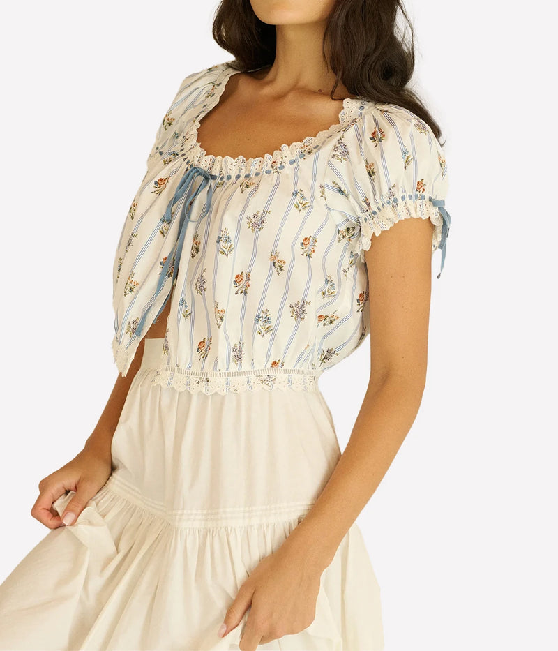 Nera Top in Fleurs De Bordeaux