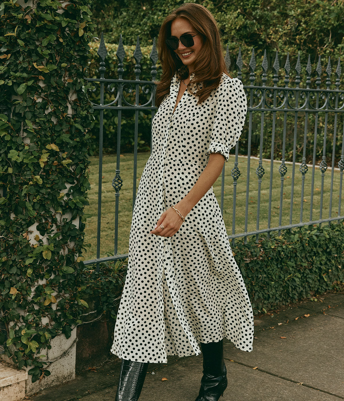 Brindisi Midi Dress in White & Black