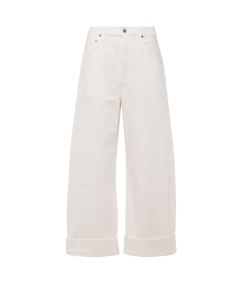 Flat lay view of Citizens of Humanity Ayla Baggy Jean in Pashmina featuring a relaxed silhouette, untacked cuffed hem, and full-length leg.