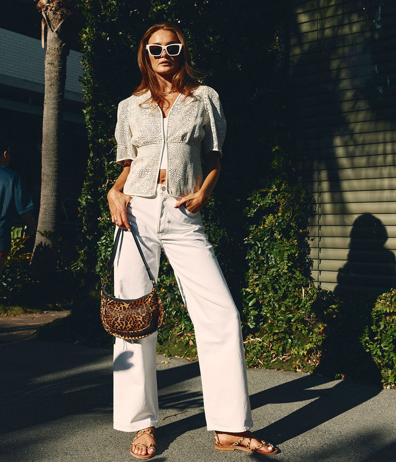 Lazer Leather Puff Jacket in Ivory