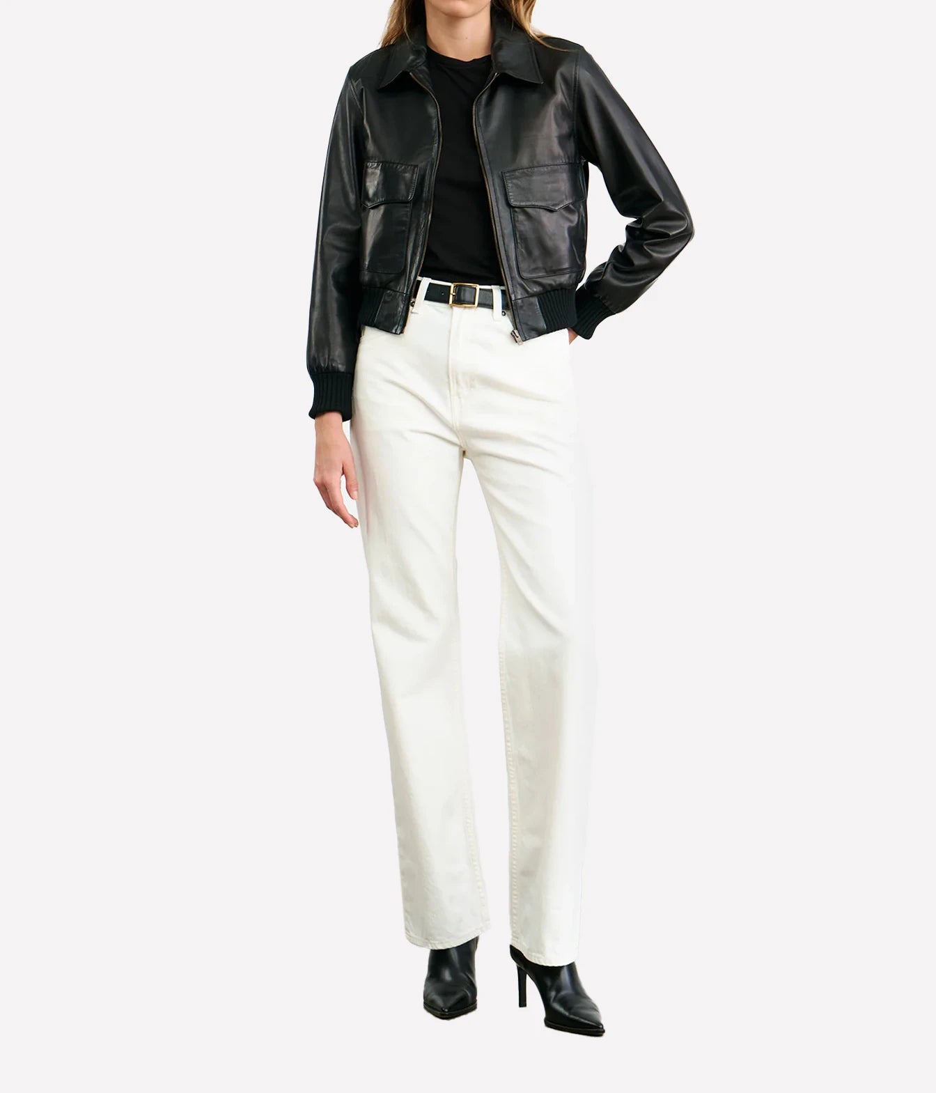 Redley Leather Bomb Jacket In Distressed Black