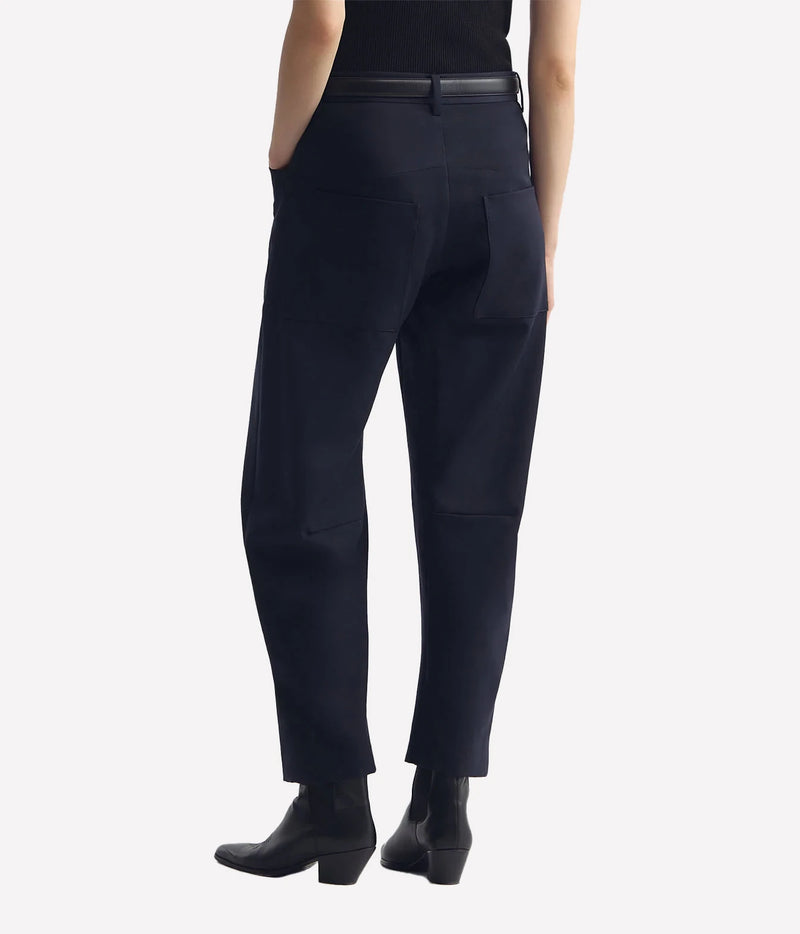 Nili Lotan Shon Wool Pant in Midnight, back view on model