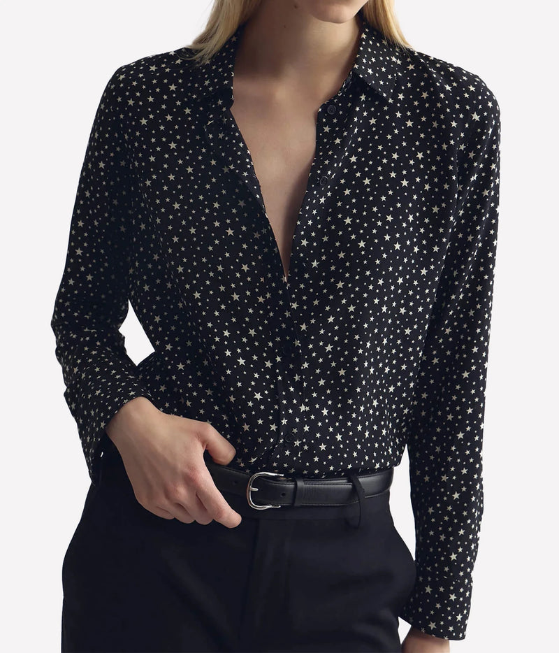 Gaia Slim Shirt in Black Ivory Star