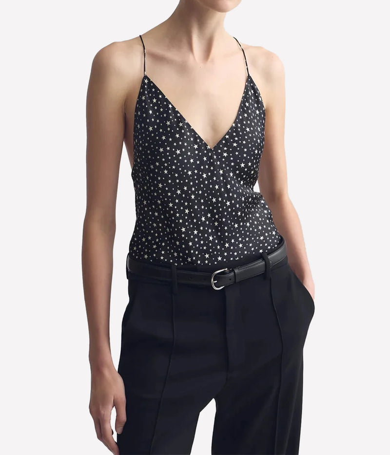 Emile Cami Top in Black Ivory Star