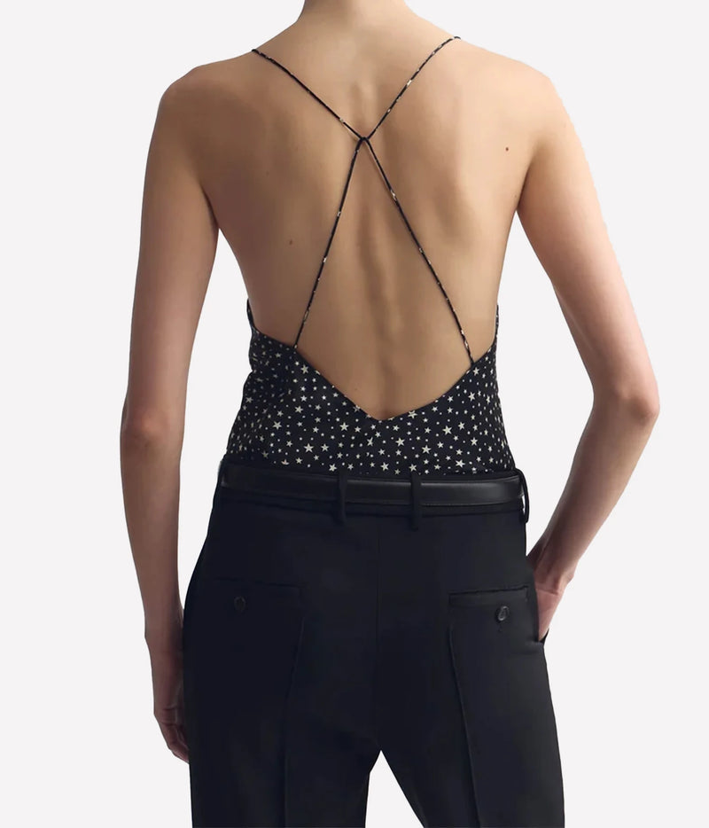 Emile Cami Top in Black Ivory Star