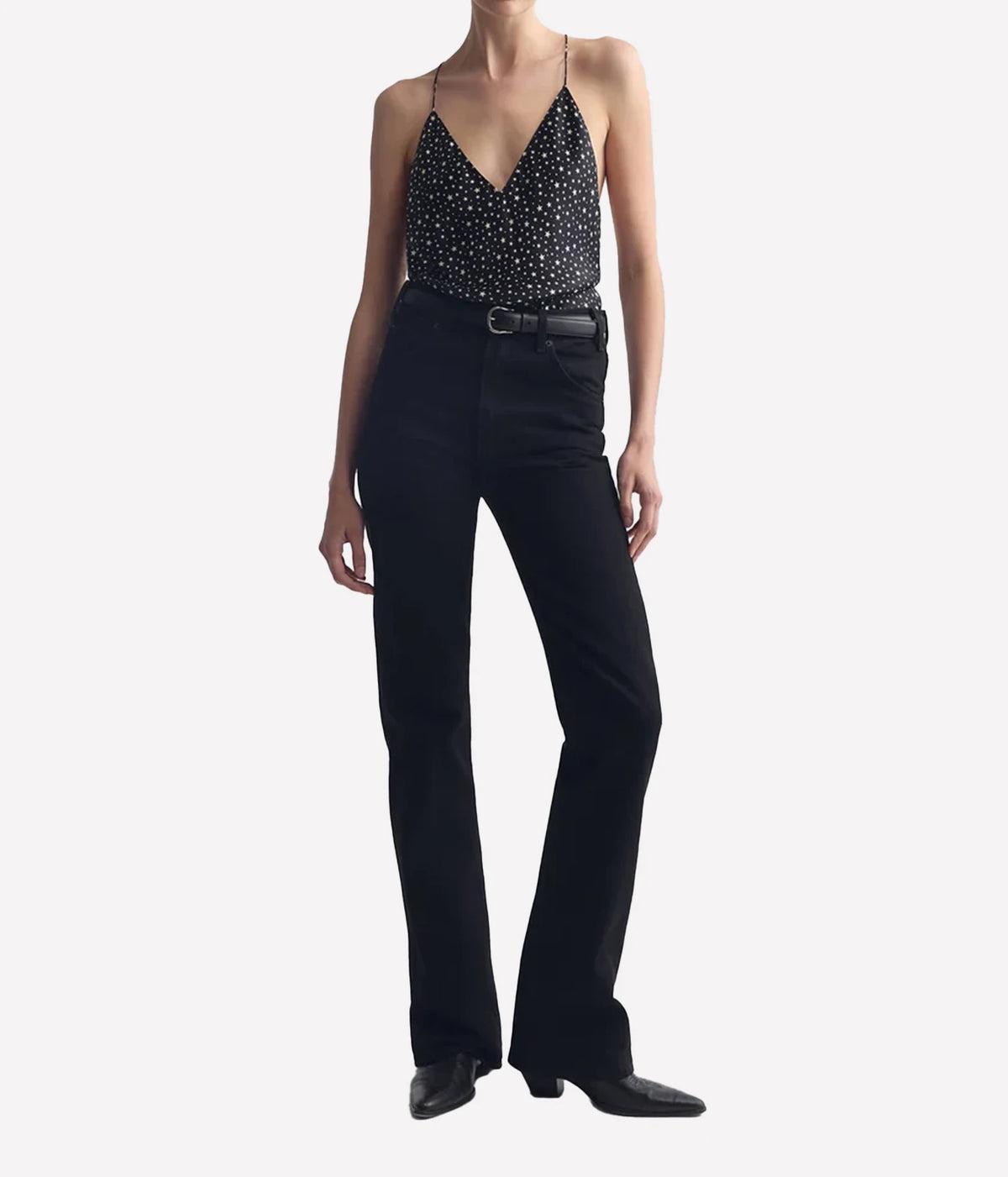 Emile Cami Top in Black Ivory Star