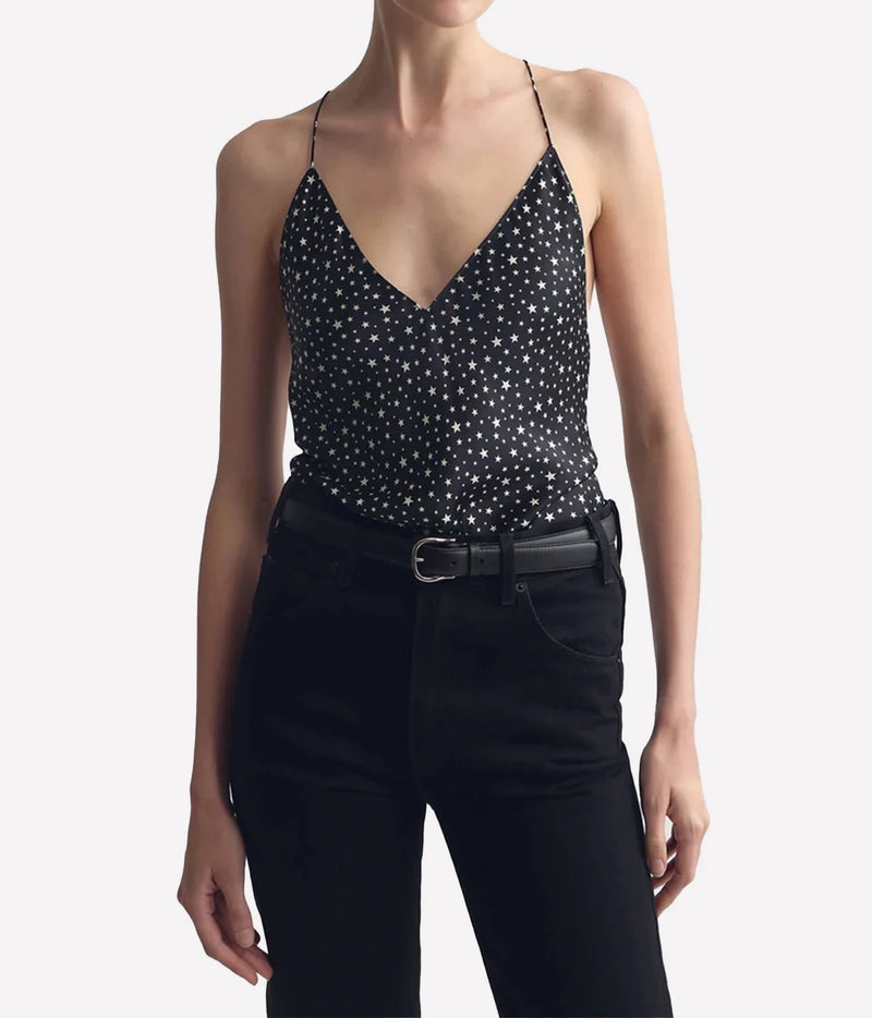 Emile Cami Top in Black Ivory Star