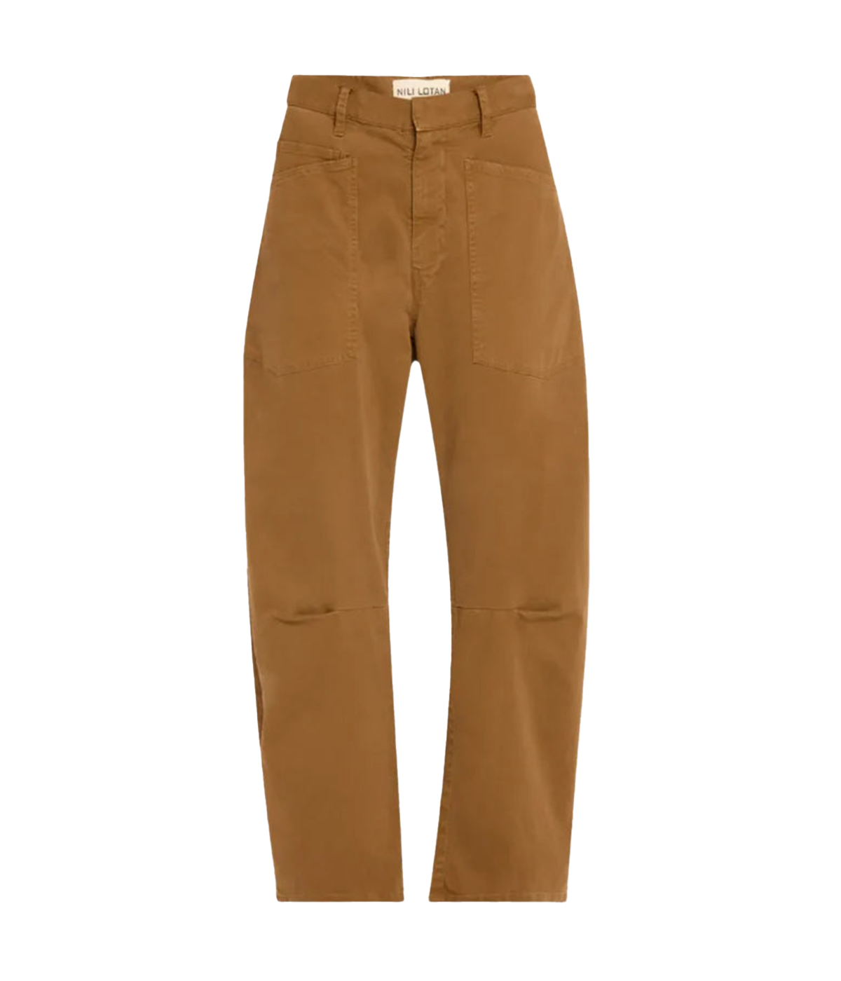 Unique Silhouette: These mid-rise pants feature a relaxed fit with a curved silhouette, designed to flatter while providing ample mobility. Seam details at the knees and a gusset at the inseam enhance comfort for all-day wear.
Functional Details: A zip fly is complemented by a hidden hook-and-bar closure and stay button, ensuring a smooth and secure fit. Top-stitched front and back patch pockets, along with belt loops, add both style and practicality.
Chic Color: The warm rust hue adds a pop of color,