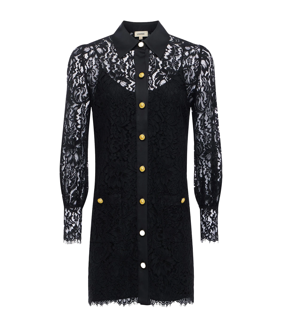 Sakura Lace Shift Dress in Black