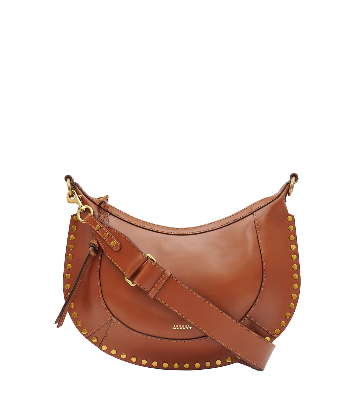Carry the calf leather naoko by the round top handle or throw the detachable and adjustable leather strap over your shoulder. Gold tone studs and tonal stitching add subtle edge to this glamorous bag in a versatile cognac shade. 