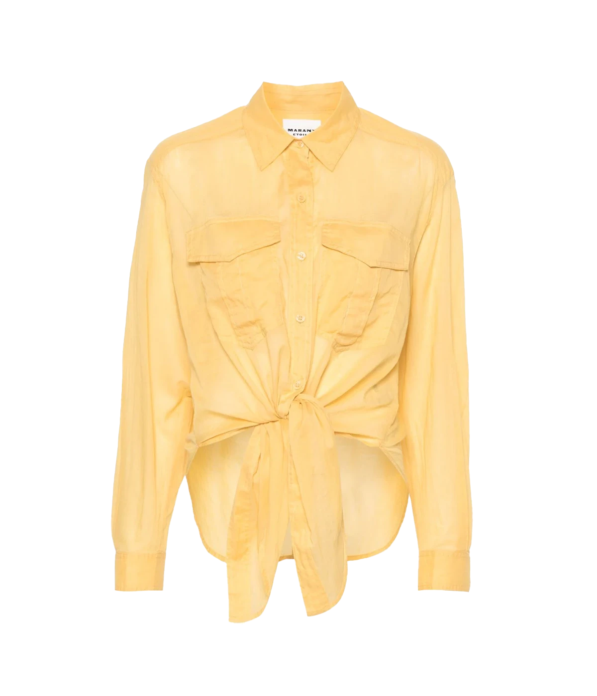 Long sleeve high low front button shirt by Isabel Marant. Wash and wear, bra friendly, versatile addition to your wardrobe. Gorgeous dark yellow cotton voile. 