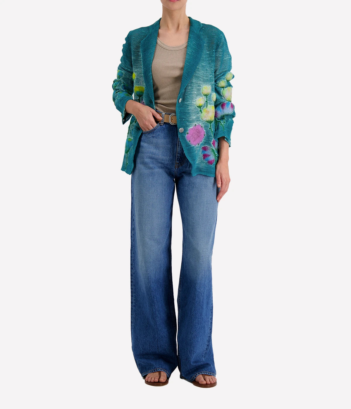 Needle Punch Flowers Jacket in Provance