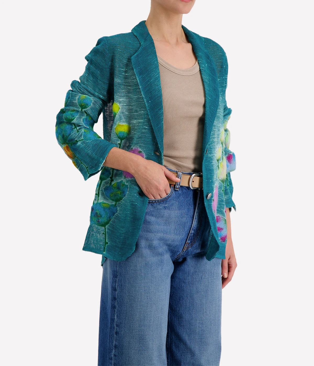 Needle Punch Flowers Jacket in Provance