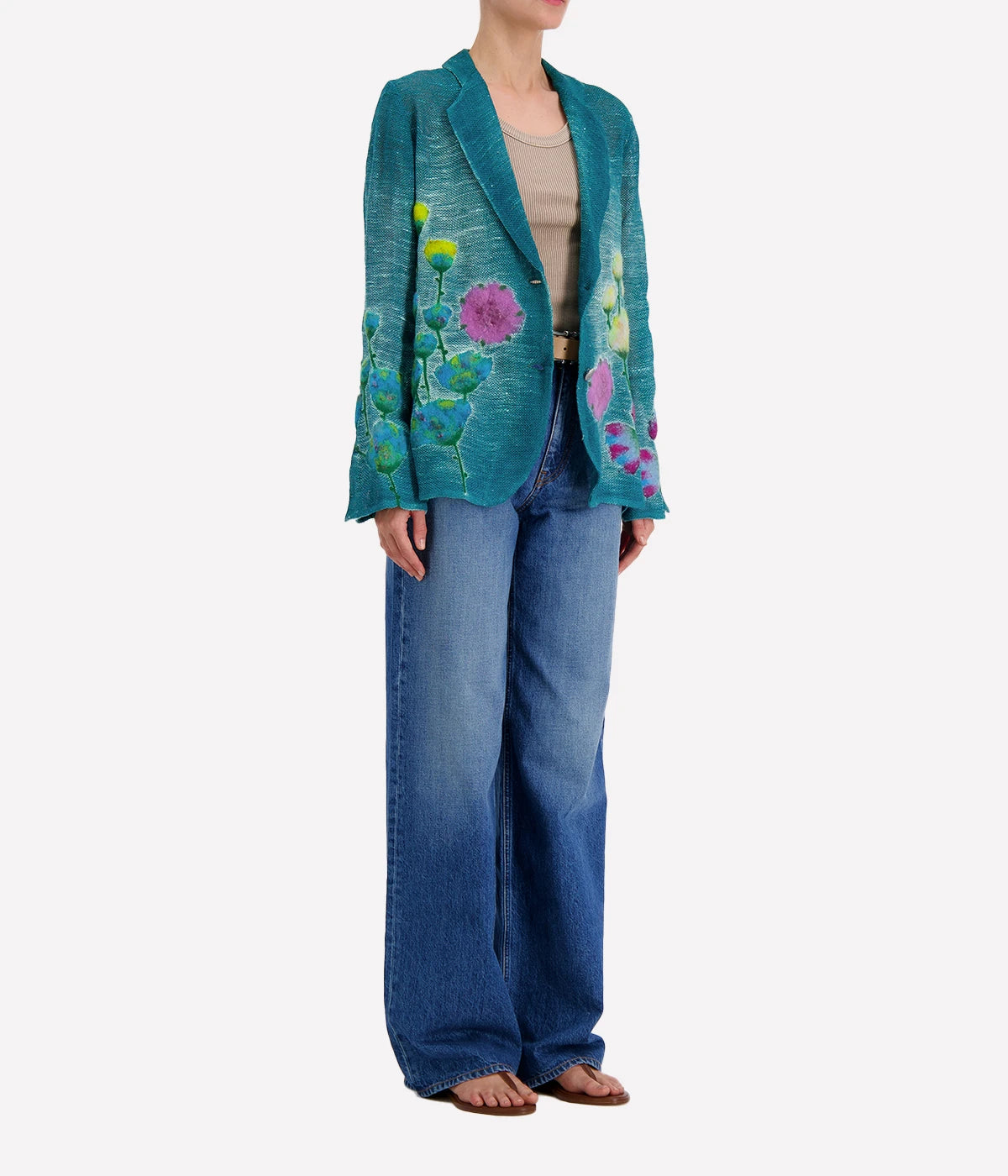 Needle Punch Flowers Jacket in Provance