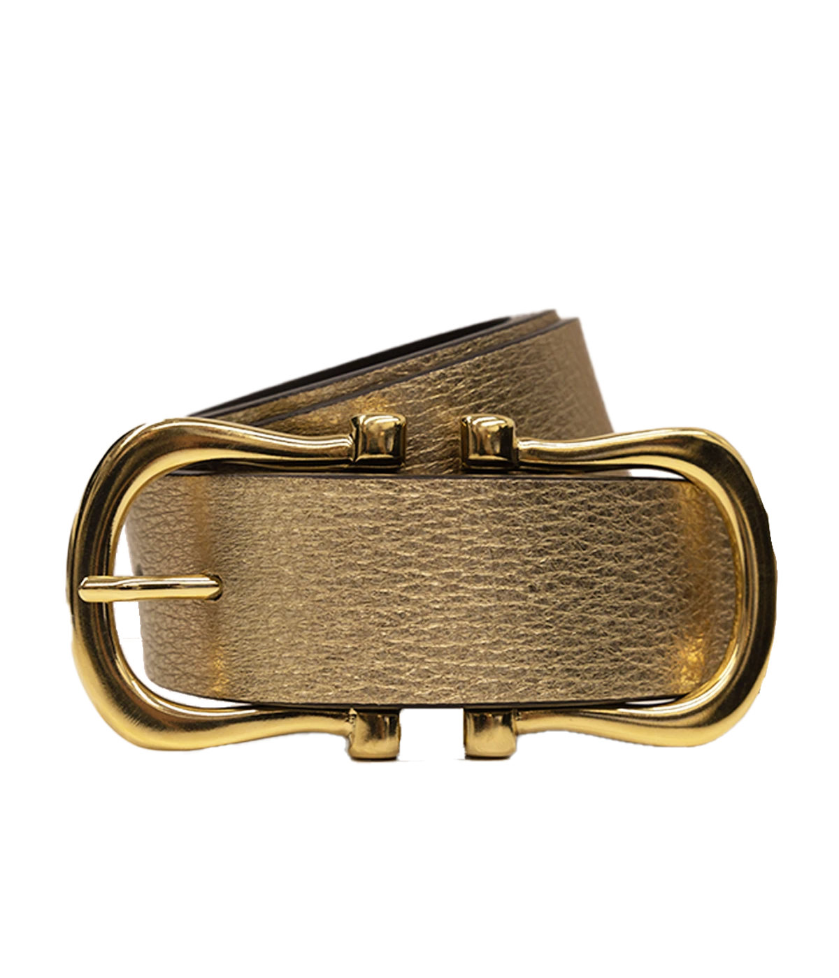 Nicky Gold X Belt in Gold Pebble