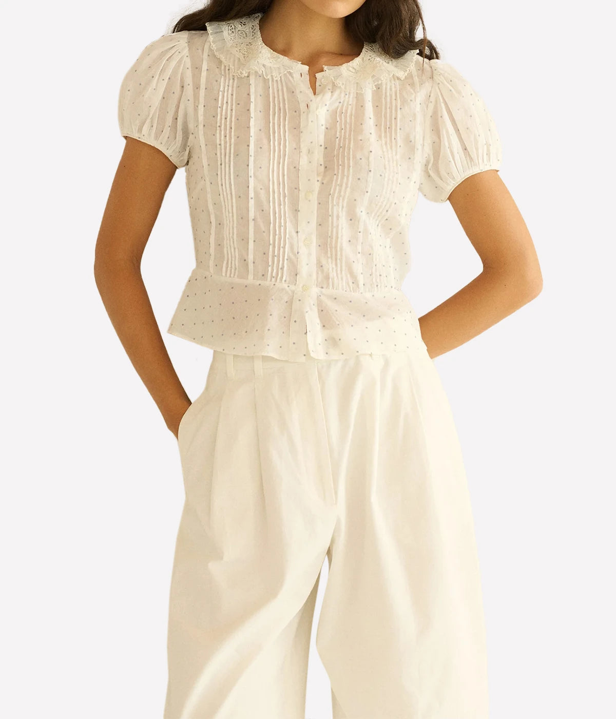 Oleta Top in Salt Flock Dot