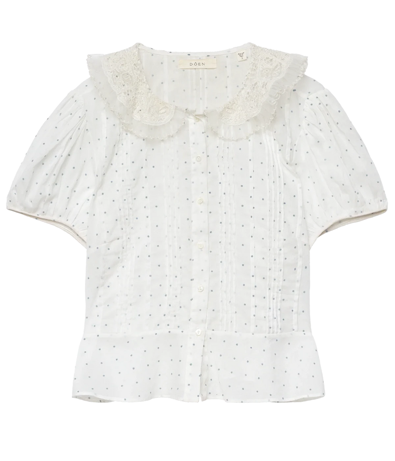 Oleta Top in Salt Flock Dot