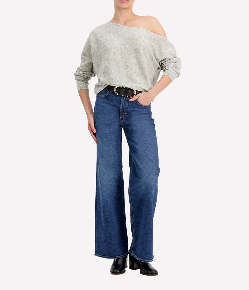 Off the Shoulder Top in Light Heather Grey
