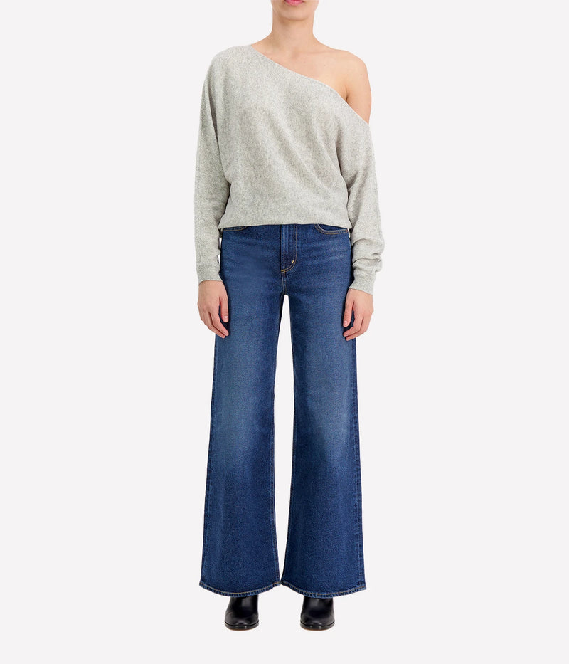 Off the Shoulder Top in Light Heather Grey