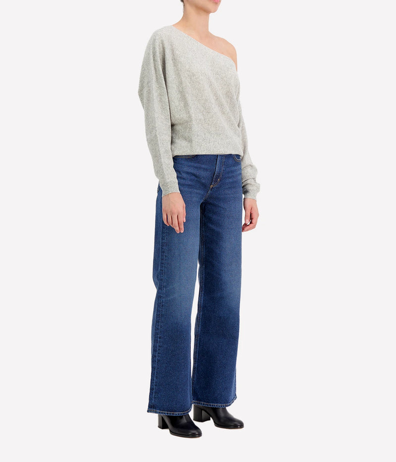 Off the Shoulder Top in Light Heather Grey
