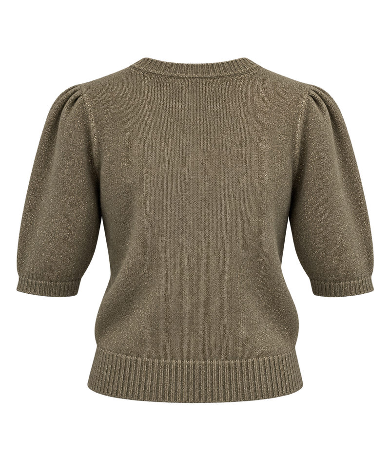 Back product view of Avant Toi Cashmere Short Sleeve in Mushroom