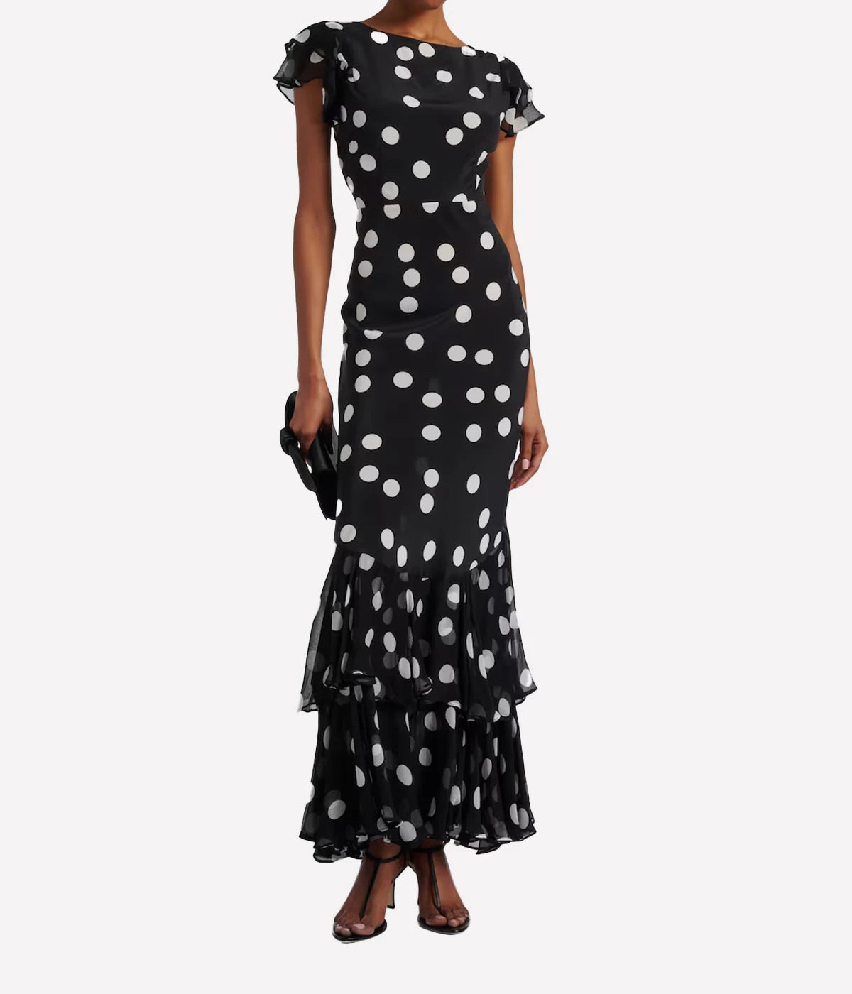 Ordinia Dress In Mono Polka Dot Black