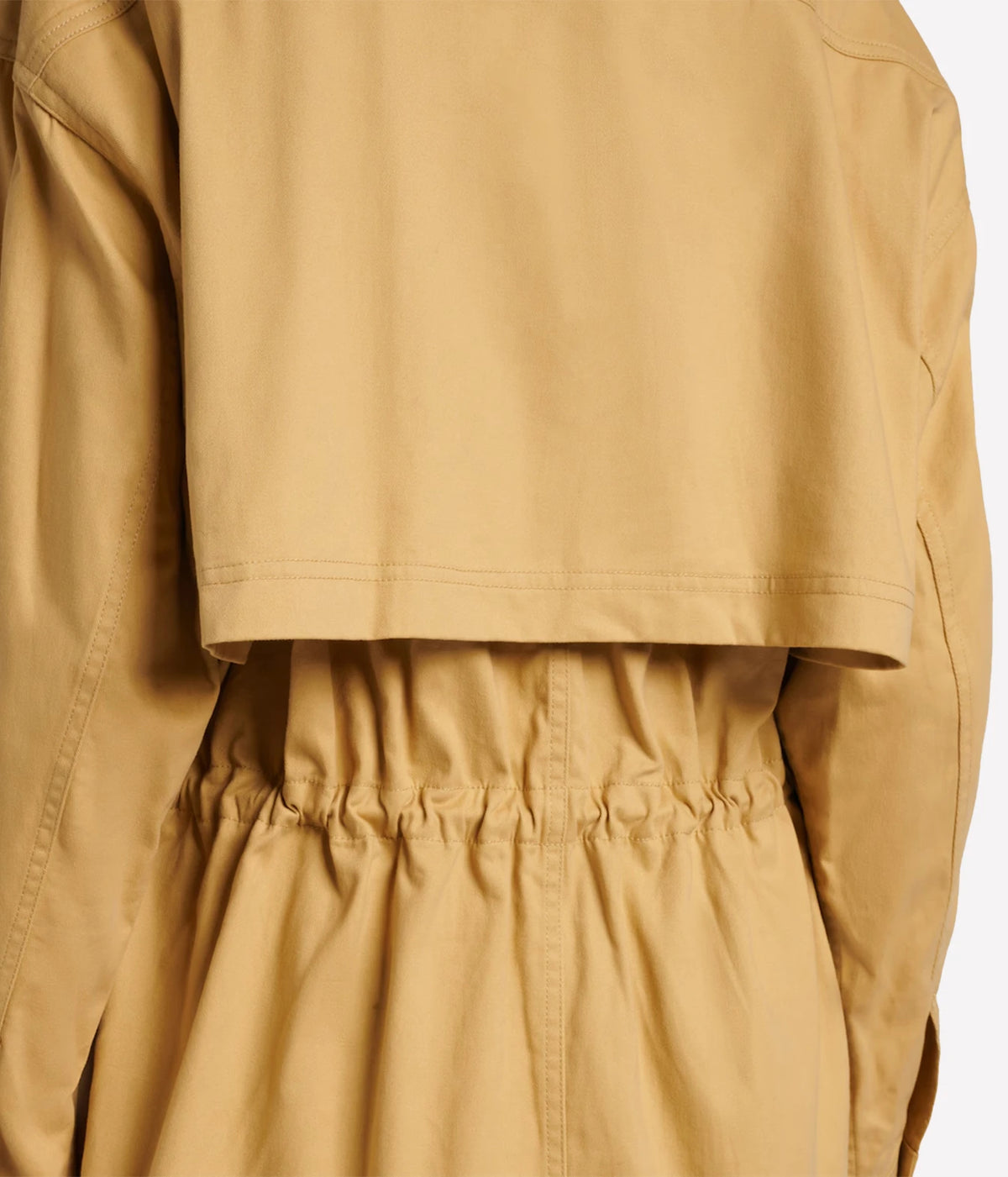 Isabel Marant Isane Cotton Jacket in Beige, close-up highlighting the drawstring waist and utility pocket detailing.