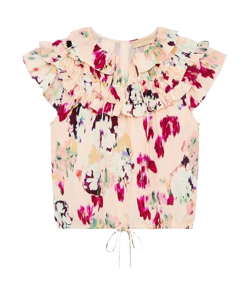 Eleonore Silk Top In Summer Garden