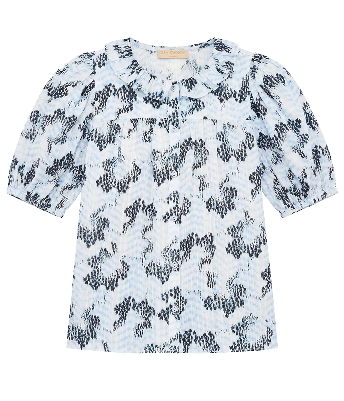 Amaria Short Sleeve Cotton Top In Ciel