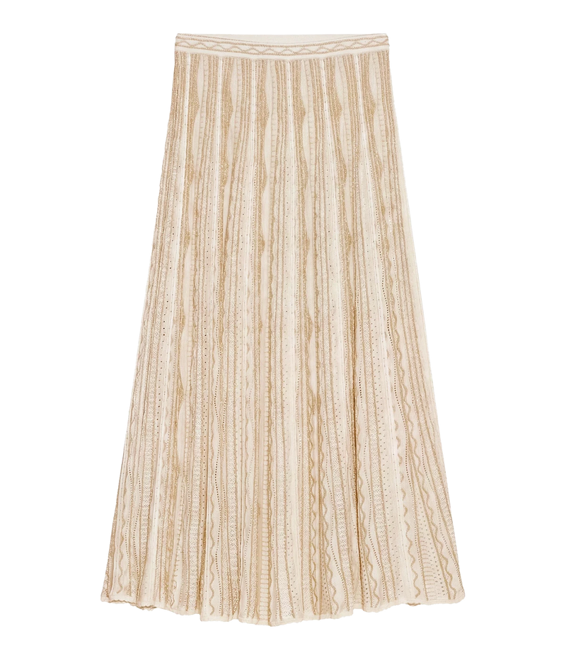 Clio Knit Midi Skirt In Conch