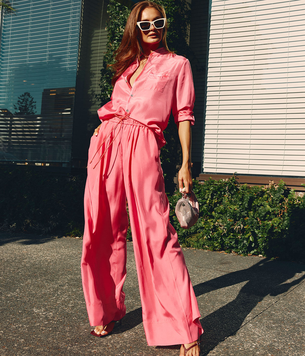 Habotai Silk Pant in Ortensia