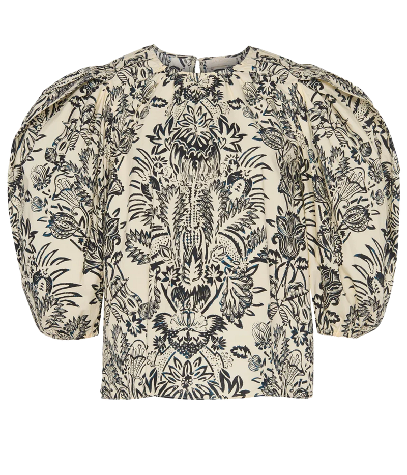 Frantiska Puff Sleeve Top in Noir Floral