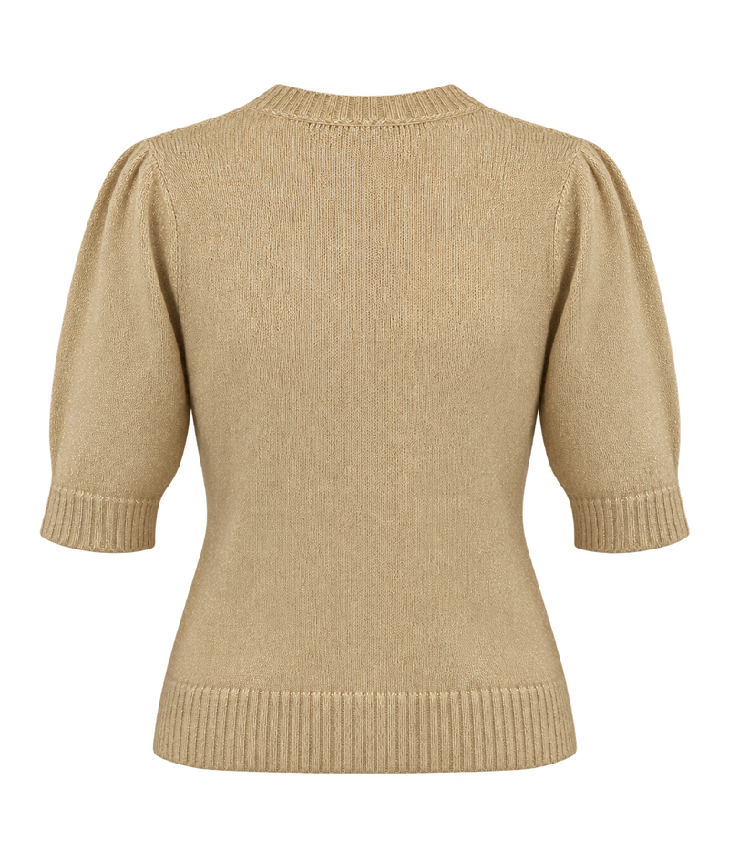 Back product view of Avant Toi Cashmere Short Sleeve in Burro