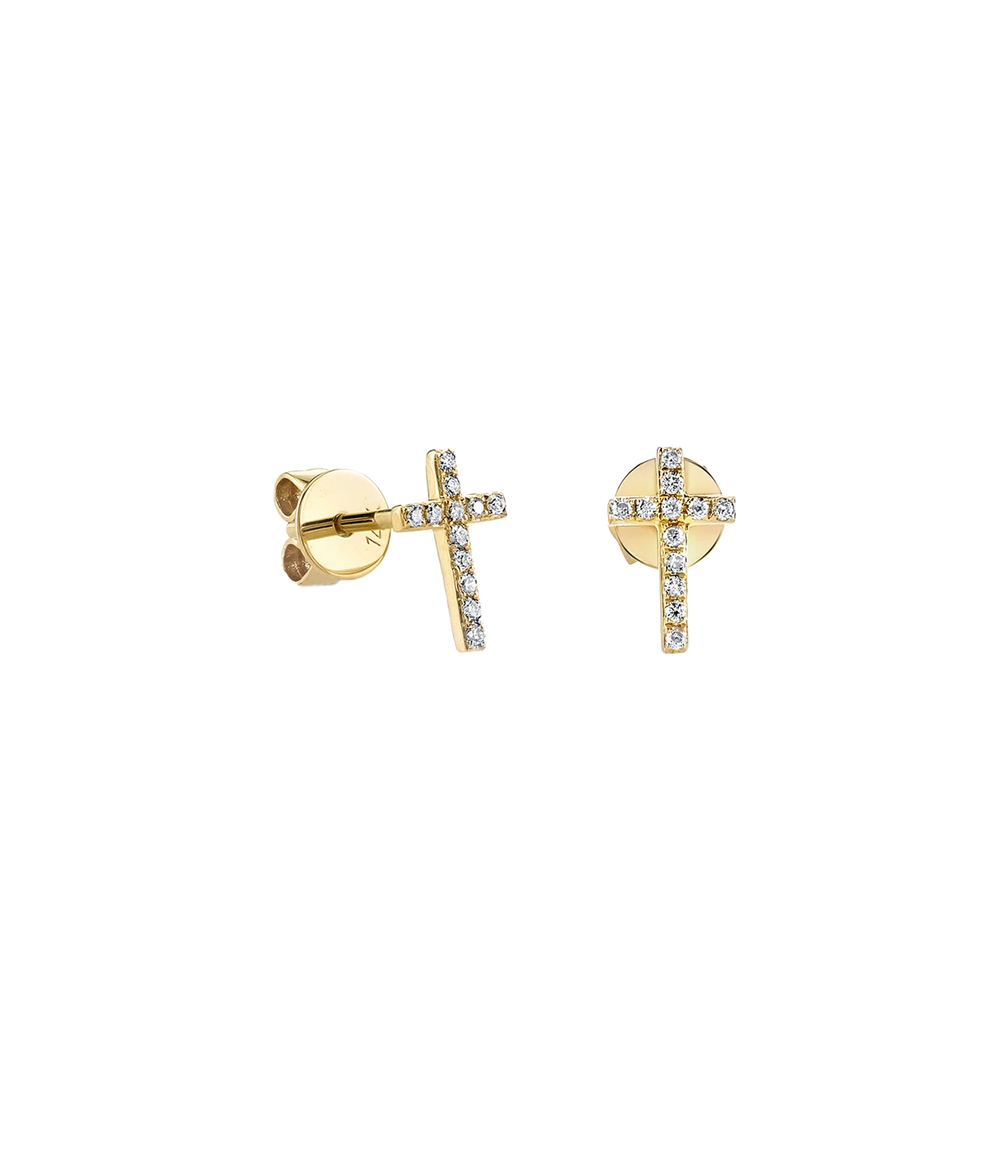 Timeless Design: Featuring small cross studs adorned with pave diamonds, these earrings exude elegance and sophistication.
High-Quality Craftsmanship: Made from 14k yellow gold and set with pave diamonds, they offer both durability and luxury.
Versatile: These earrings seamlessly pair with both casual and formal outfits, making them a perfect accessory for any occasion.