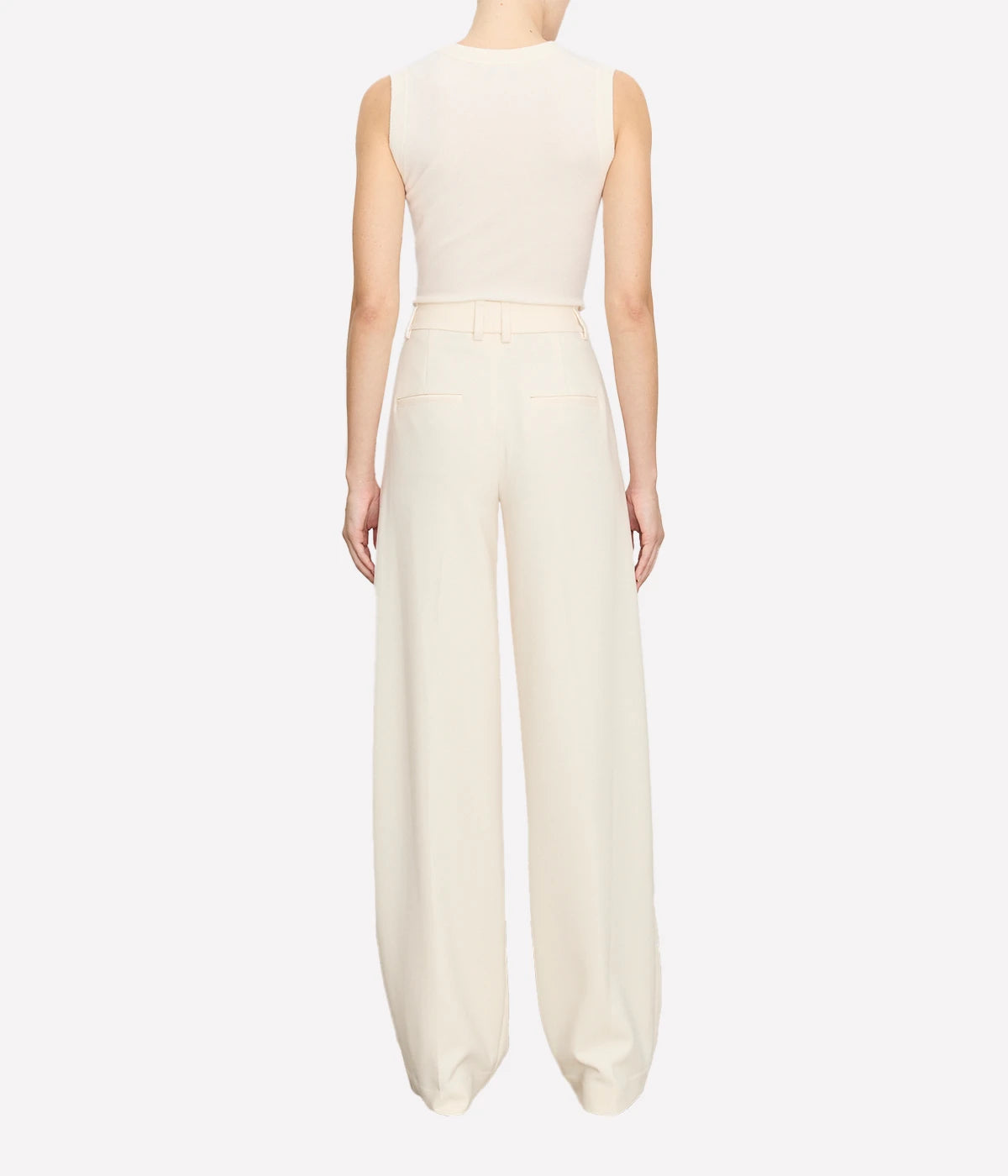 Pin Tuck Wide Leg Pant in Off White