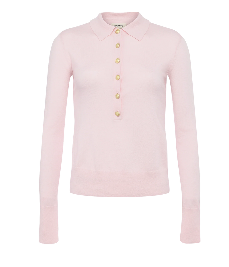 Sterling Collared Sweater in Pale Pink Gold