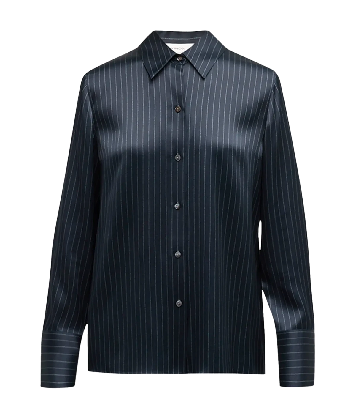 Pinstripe Slim Long Sleeve Shirt in Obsidian