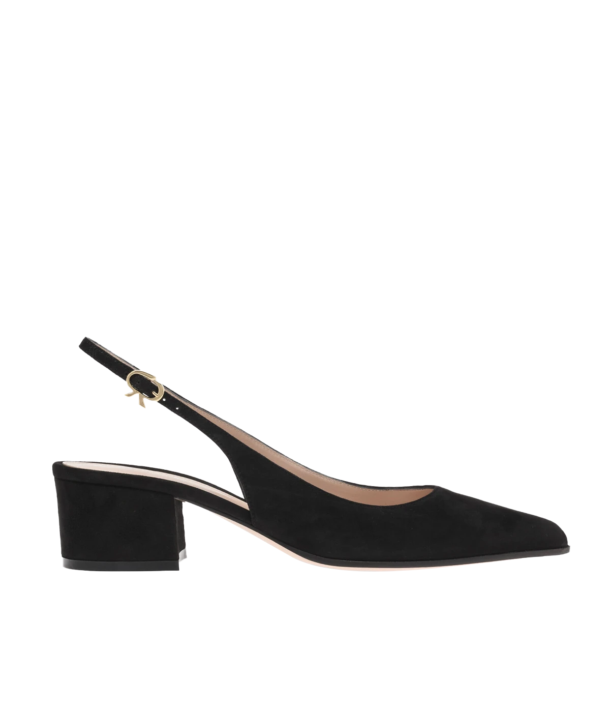 A block heel sling back, with a pointed toe for an elegant look. Crafted from supple suede leather, elevate any outfit, corporate or casual. 45mm heel height for all day comfort. 