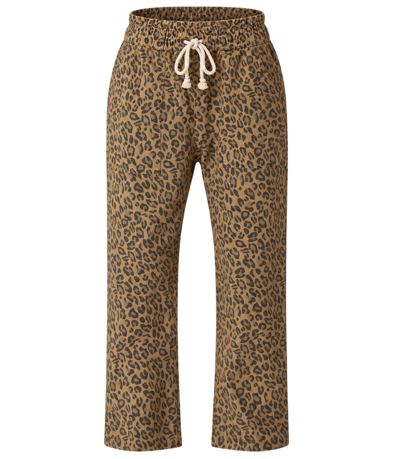 Easy Leopard Pant in Natural - Electric & Rose product flay lay image