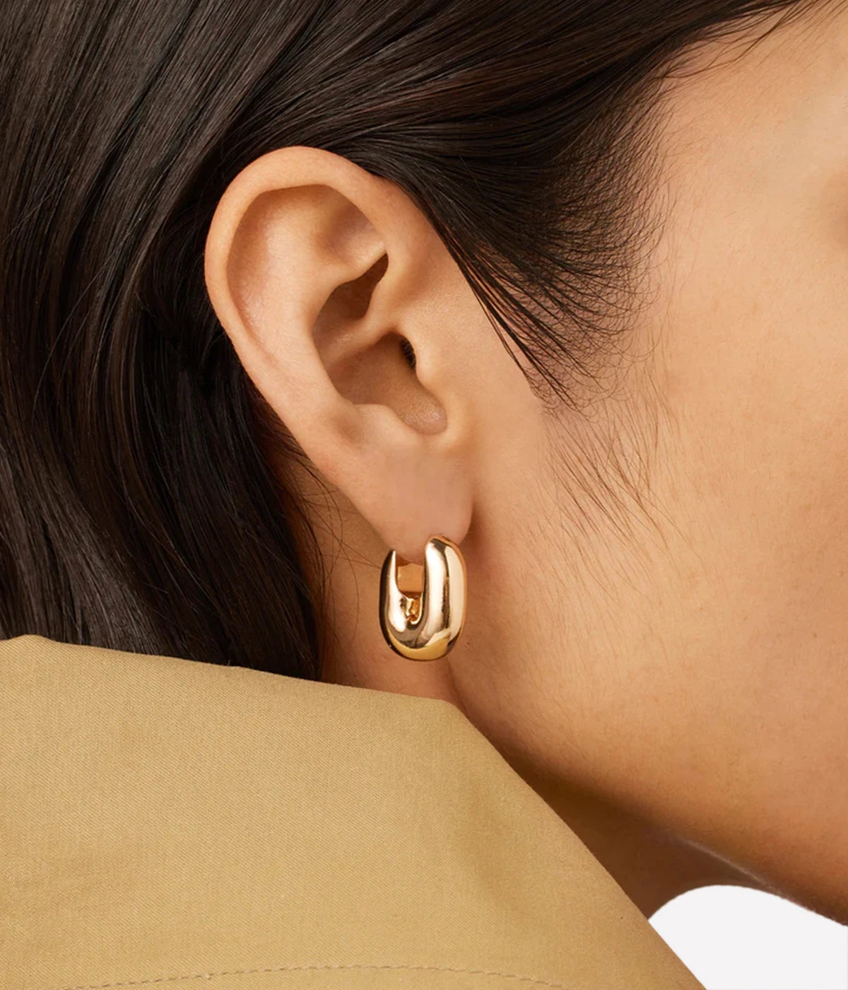 Puffy U-Link Earrings in Gold