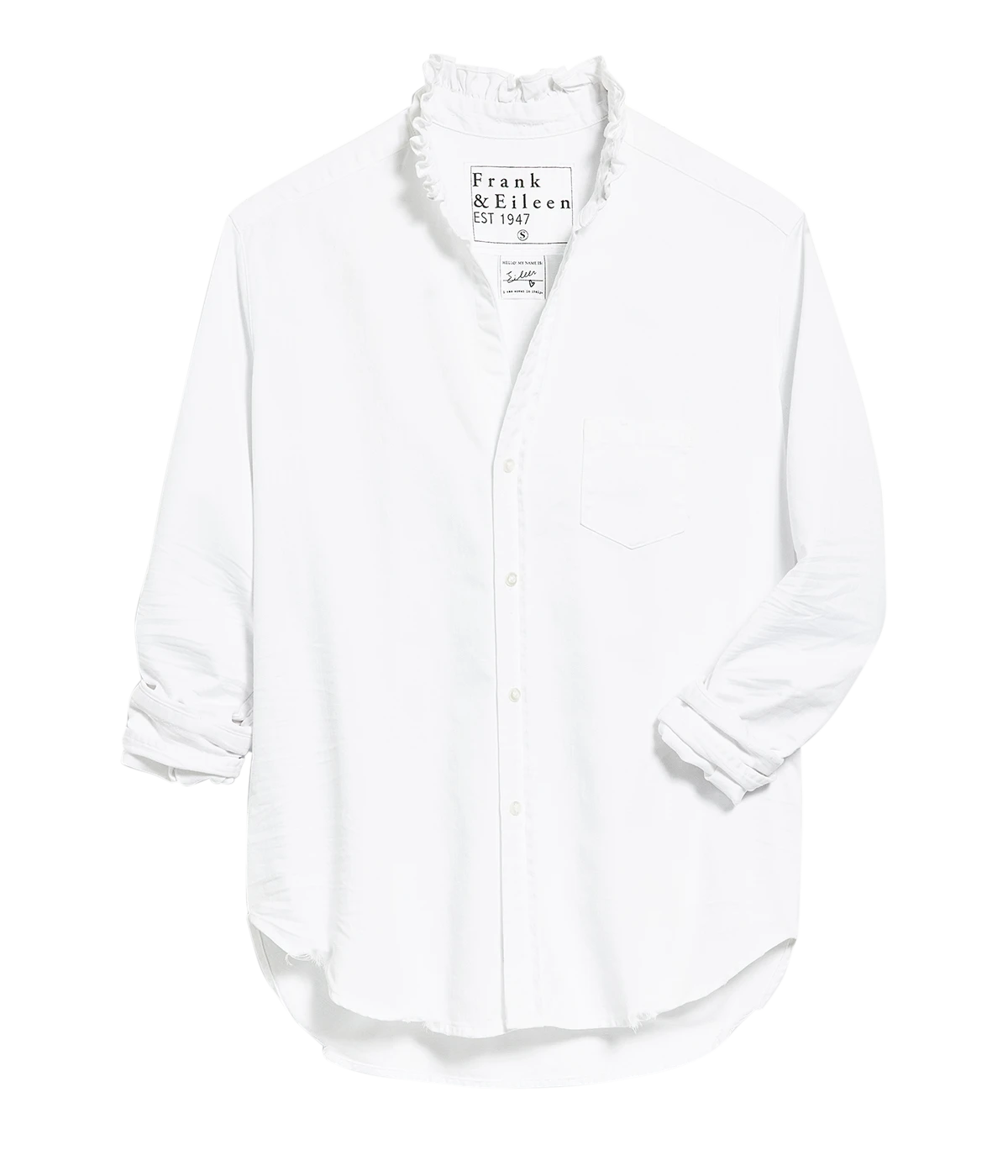 Eileen Ruffle Collar Button-Up in WHITE