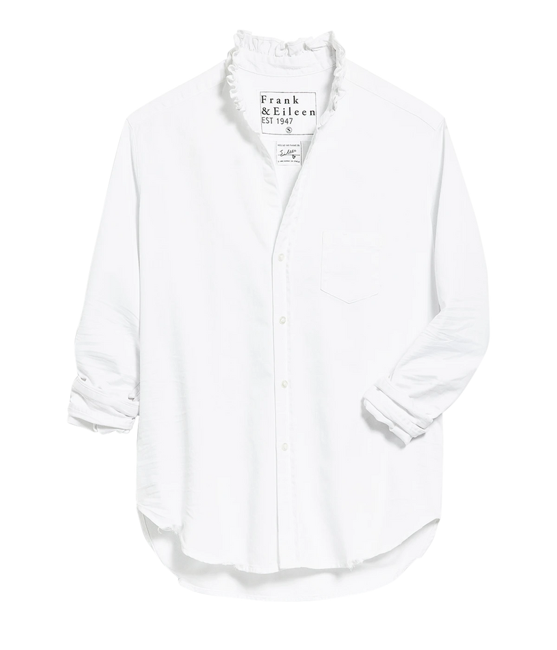 Eileen Ruffle Collar Button-Up in WHITE