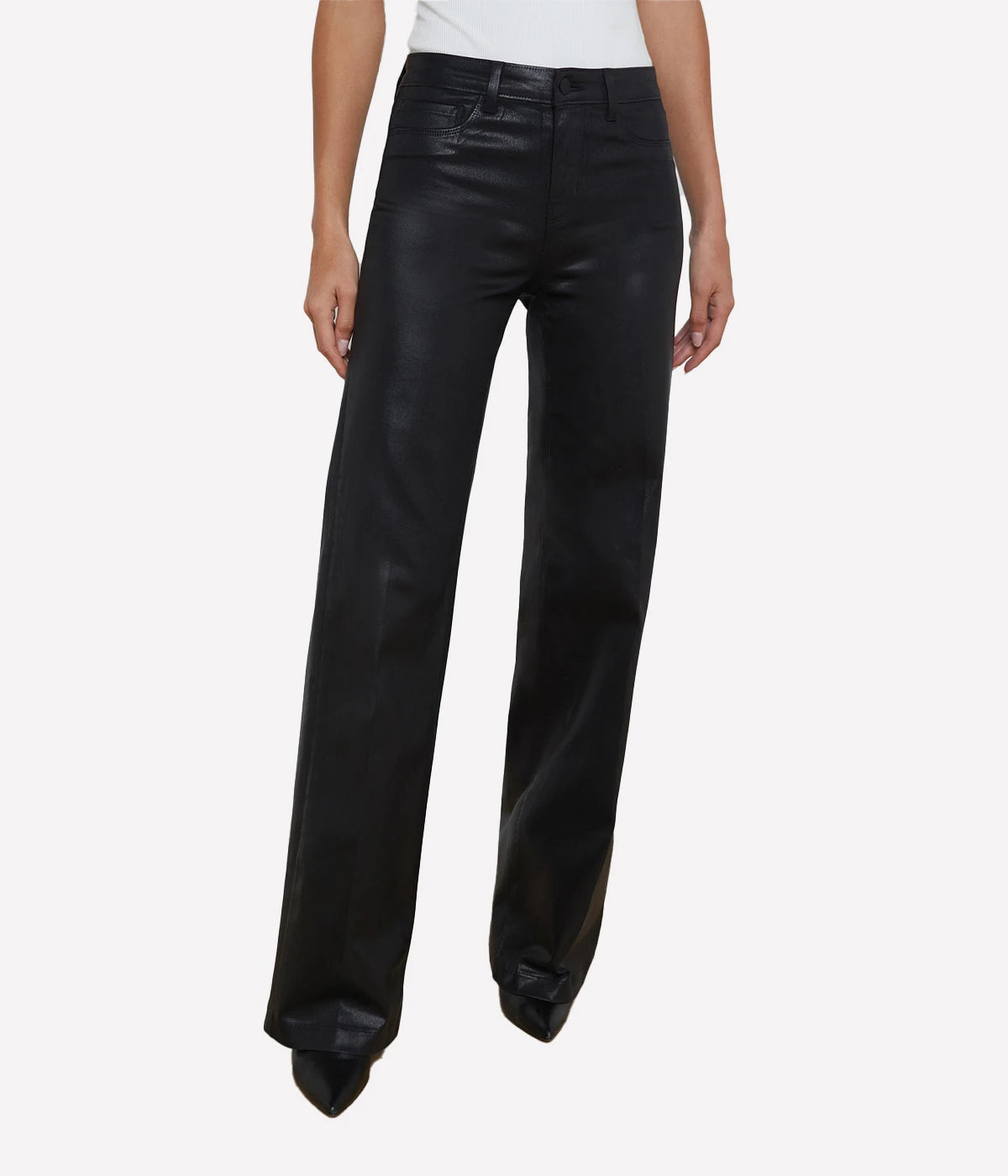 Clayton H/R Wide Leg in Noir Coated