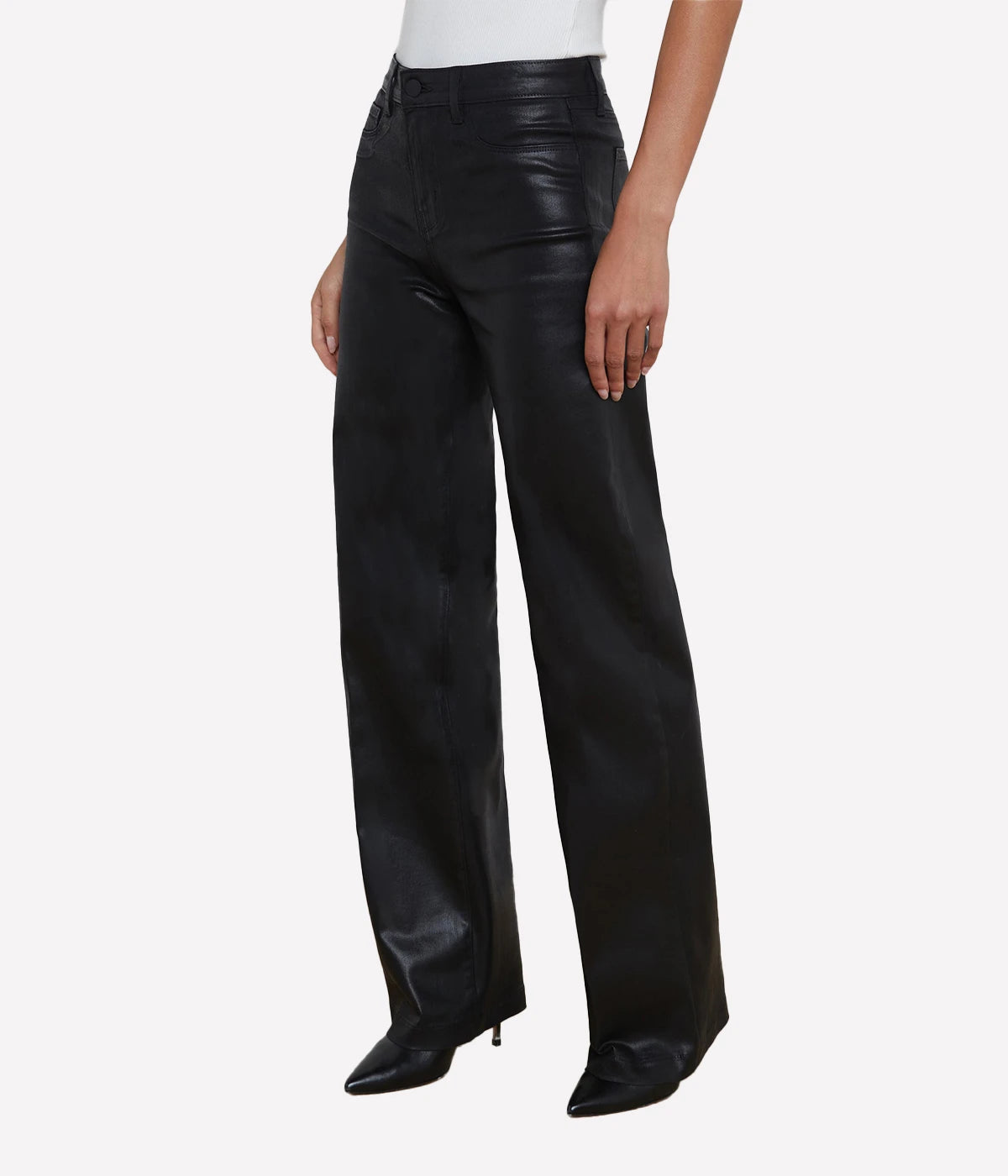 Clayton H/R Wide Leg in Noir Coated