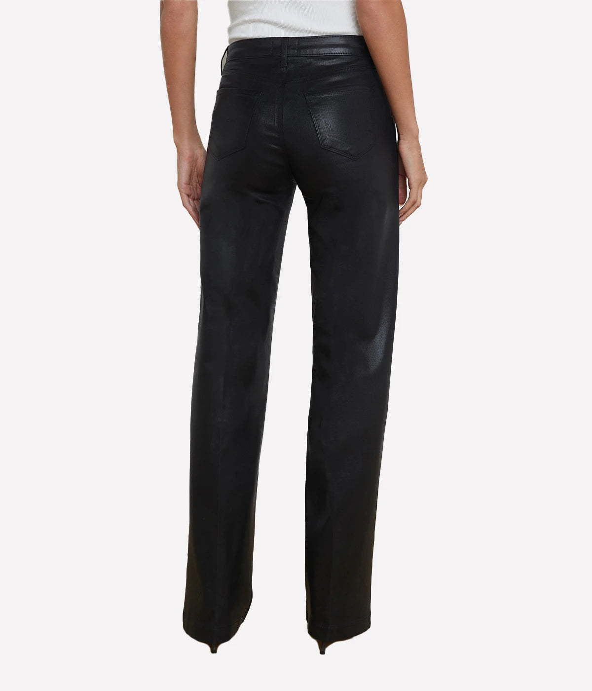 Clayton H/R Wide Leg in Noir Coated