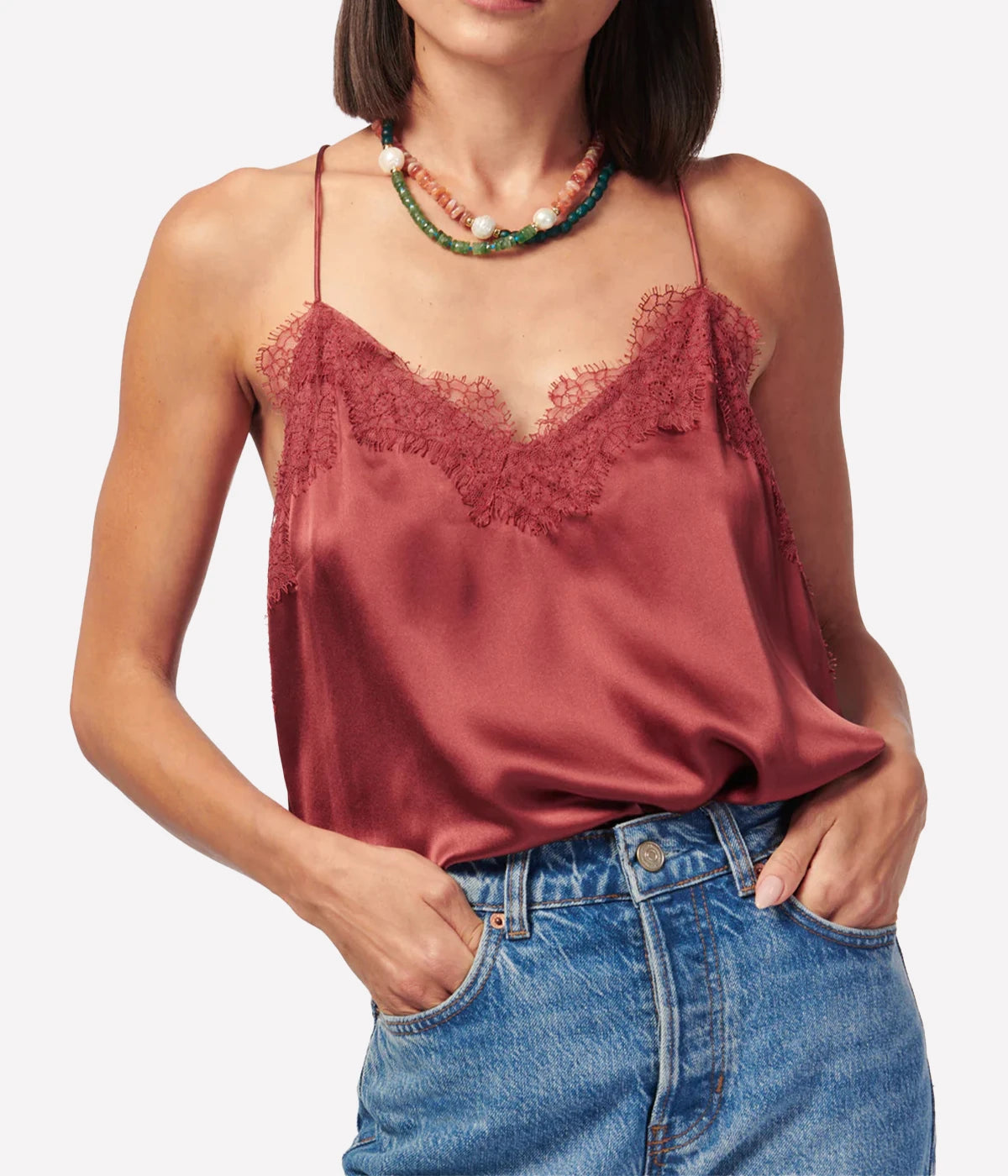 Racer Charmeuse Cami in Spice