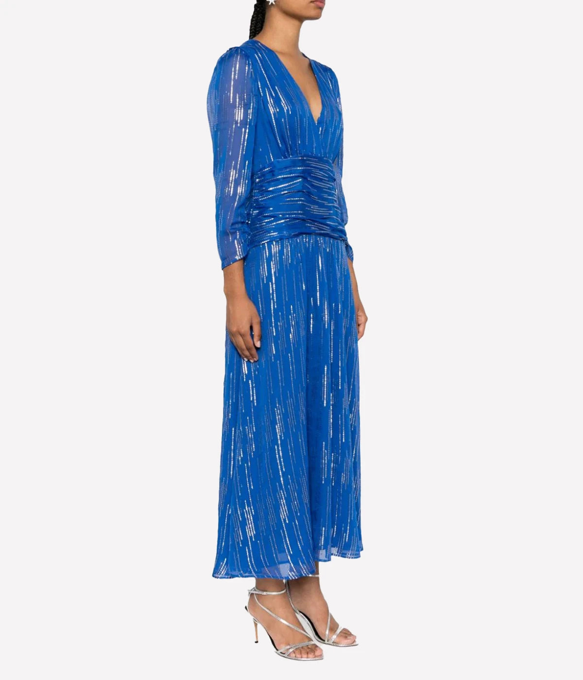 Racquel Dress in Raindrop Jacquard Cobalt Blue